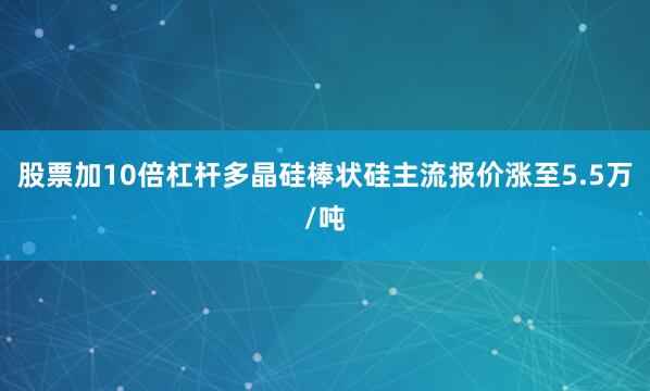 股票加10倍杠杆多晶硅棒状硅主流报价涨至5.5万/吨